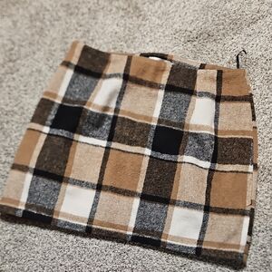 Plaid Tan and Black Women's Skirt